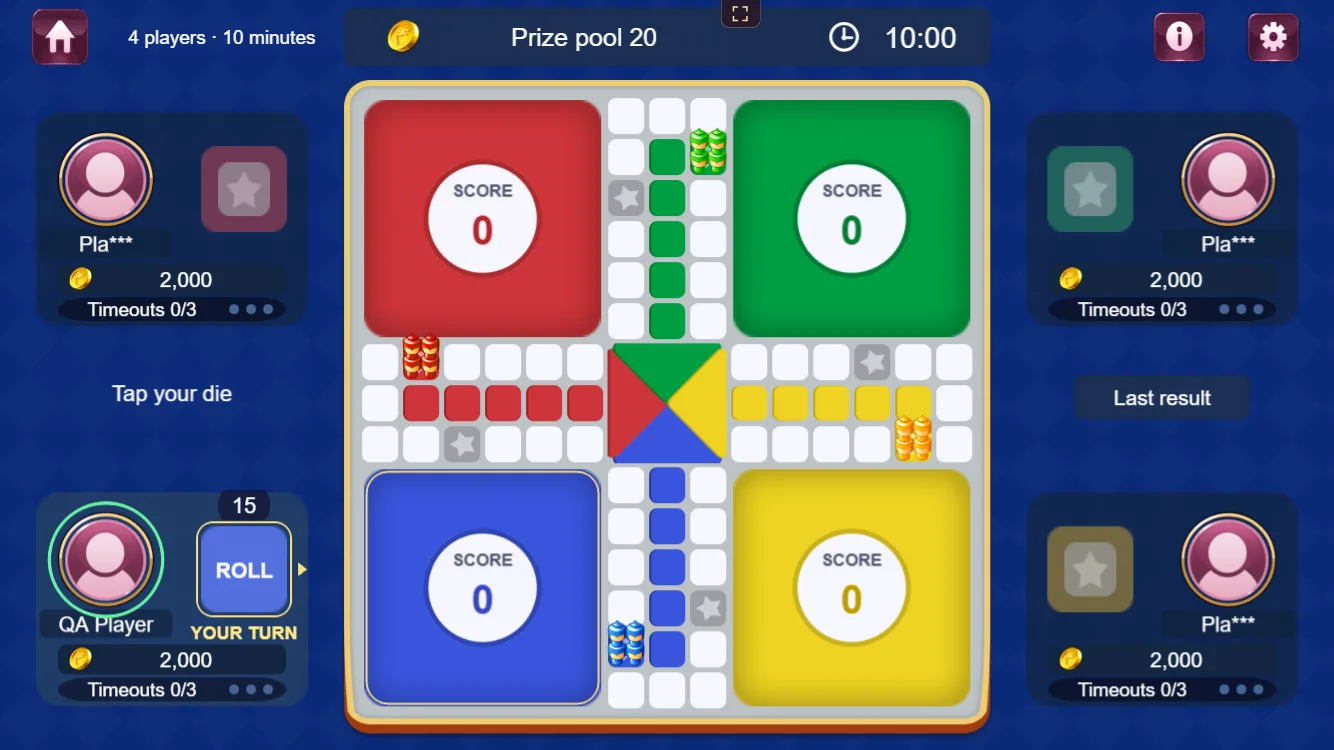 Paisoo Ludo board with four colours and player positions